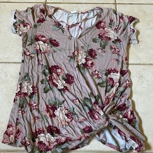 Floral knotted top